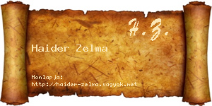 Haider Zelma névjegykártya